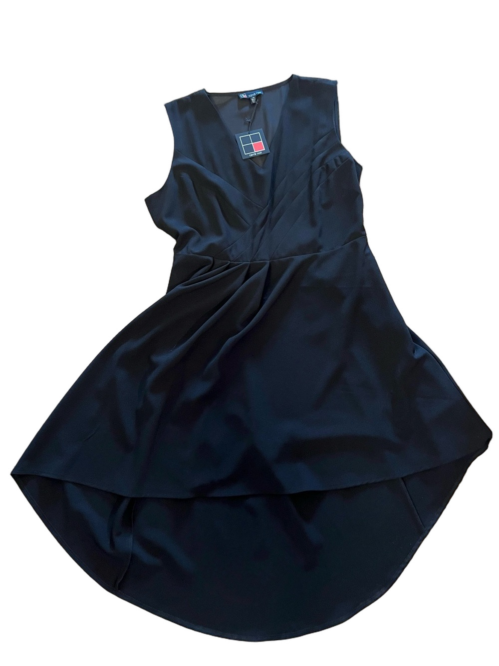 🆕 NWT Carré Noir Black Asymmetrical High-Low Midi Dress Size 16